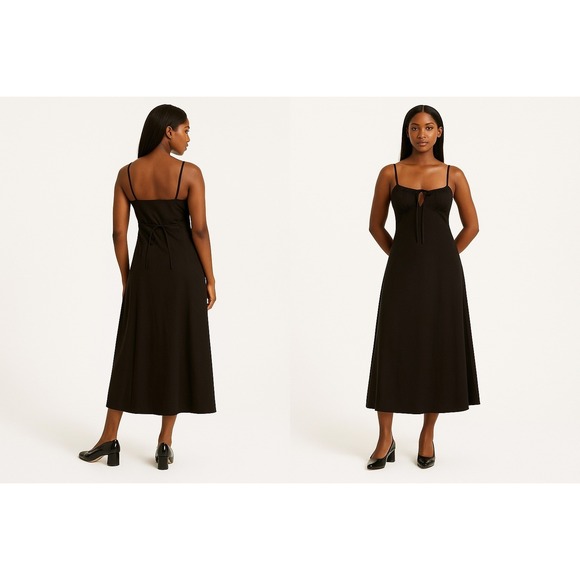 We Wore What Dresses & Skirts - WeWoreWhat Black Ruched Cami Midi Dress Smocked Back Size XS NWT